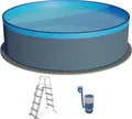 Stahlwandpool Set rund Arizona 350x90 cm, Stahl 0,3 mm anthrazit, Folie 0,2 mm