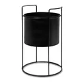 Spetebo Metall Übertopf mit Gestell schwarz - 26 x 16 cm - Pflanzenständer rund mit Blumentopf - Innen Deko Blumenhocker Pflanzenständer Blumentopfhalter mit Topf