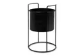 Spetebo Blumentopf Metall Blumentopf schwarz mit Gestell - 26 x 16 cm (Packung, 1 St., 1 tlg), Pflanzen Ständer rund mit Übertopf