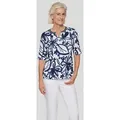 Rabe Rundhalsshirt mit floralem Muster blau 42