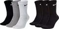 NIKE 6 Paar Socken Herren Damen Weiß Grau Schwarz Tennissocken Sparset SX7664, Farbe:schwarz weiß/grau/schwarz, Größe:34-38