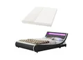 Juskys Polsterbett Bett Valencia 180 x 200 cm schwarz mit Kaltschaummatratze Doppelbett mit LED
