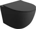LAVITA Wand-WC Sinto Black | Hnge Toilette | Toilettendeckel mit Absenkautomatik & Metallscharniere | Toiletten Splrandlos Hngend | Toilettenbecken | 365x490x395 cm | Schwarz