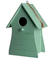 Holz Vogelhäuschen zum Aufhängen 20 x 14 cm - grün - Vogel Nistkasten mit Fütterungsluke - Garten Deko Vogelhaus Nist Kasten Haus für Meisen und Sperlinge