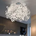 Deckenleuchte Schlafzimmerlampe Deckenlampe weiß Blätter Designlampe D 70 cm