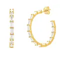 Brandlinger ®Statement Ohrringe Silber 925. Große Creolen mit Zirkonia Stein, Schmuck Damen vergoldet mit 18 Karat (Silber und Gold) für Frauen und Mädchen. Durchmesser Creolen 30mm. (Gold (weiß))