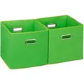 Relaxdays Aufbewahrungsbox Stoff Grün Faltbar 2er Set 30 cm x 30 cm x 30 cm