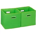 Relaxdays Aufbewahrungsbox Stoff 2er Set Grün,Silber