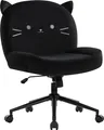 IWMH Bürostuhl ohne Armlehne, Höhenverstellbar Schreibtischstuhl mit Rollen, Ergonomisch Lesesessel für Büro, Schlafzimmer, Schminktisch - Schwarz