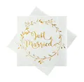 ZauberDeko Servietten Hochzeit 'Just Married' Gold Weiß 25 x 25 cm Hochzeit Tischdeko 20 Stück