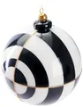 BRUBAKER Premium Weihnachtskugel mit Kreis Muster - Schwarz/Weiß und Gold - 10 cm Baumkugel aus Glas mit Porzellan Topper - Hergestellt in Handarbeit - Christbaumschmuck Christbaumkugel
