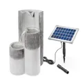 esotec Solarbrunnen Smart Fountain, Direktbetrieb, Kaskadenbrunnen, freistehender Springbrunnen, Gartenbrunnen Quellstein, Wasserschale Wasserfall, wetterfest, grau H=62,5cm 101312