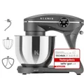 KLAMER Küchenmaschine 1800W, Knetmaschine Brotteig mit Edelstahl-Rührschüssel 6 L, 10 Stufen mit Timer, Planetenrührwerk, Rührbesen, Knethaken, Schneebesen & Sichtdeckel (grau)