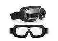 BERTONI Motorradbrille Schutzbrille für Harley Davidson Chopper und Scrambler aus schwarzem Leder und Chrom Rahmen mod. 188 (Selbsttönend Linse + Optischer Adapter)