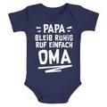 MoonWorks Body Baby Body Spruch lustig Papa bleib ruhig ruf einfach Mama/Oma blau 3-6 Monate