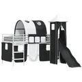 vidaXL Kinderloftbett Weiß und Schwarz 90 x 200 cm Metall