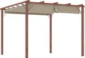 Outsunny Pergola ca. 3x3m Garten Pavillon mit magnetischen Pad, Terrassendachung aus Aluminium, Gartenpavillon mit verstellbares Dach, Freistehend, UV Schutz 30+, für Terrasse und Garten, Naturholz