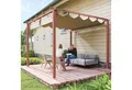 Outsunny Pergola mit magnetischen Pad, aus Aluminium, mit verstellbares Dach, (Garten Pavillon, 1-tlg., Terrassendachung), Freistehend, UV Schutz 30+, für Terrasse und Garten, Naturholz