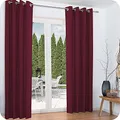 Beautissu 2er Set Thermovorhang Gardine 140x245 cm Bordeaux – Ösen Thermogardine Set – Ösenvorhang isolierend Kälte- & Hitzeschutz – Vorhang verdunkelnd Wohnzimmer, Schlafzimmer – Amelie to