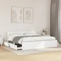 vidaXL Bettgestell mit Kopfteil ohne Matratze Weiß 180x200 cm