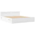 vidaXL Bettgestell, Bett mit Kopfteil, Bettrahmen mit Lattenrost, Doppelbett Schlafzimmerbett mit Stauraum, Weiß 180x200cm Holzwerkstoff
