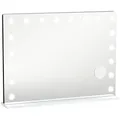 Homcom Hollywood-Spiegel, Weiß, Glas, 80x60x14 cm, Spiegel, Schminkspiegel