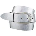 Ledergürtel BERND GÖTZ, Damen, Gr. 80, silber (silberfarben), Leder, unifarben, leicht glänzend, modisch, Gürtel, mit metallischem Moonlight-Effekt