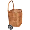 Mit großen Rädern Weide Einkaufswagen, Markt Korb, Transportkorb für Holz