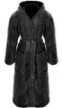 Gräfenstayn Unisex-Bademantel Damen Herren Kuschelfleece Bademantel Kapuze Größe S-XXXL Flanell, warm & kuschelig, Waden bis Knöchellang, Fronttaschen, Gürtel, S-XXXL