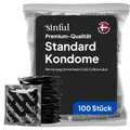 Sinful Kondome 100 Stück Packung - 53 mm Breite Kondome 100er Pack - 100 Condoms 53mm Umfang - Premium Kondom für Männer mit Gleitgel - Kondom Großpackungen - Condoms for Men