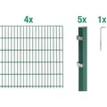 Alberts Komplettset Doppelstabmattenzaun, Grün, Mattenbreite 2 m, 120 cm hoch, 8 m lang