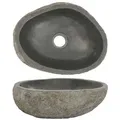vidaXL Waschbecken Flussstein Oval (29-38)x(24-31) cm
