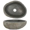 vidaXL Flussstein-Waschbecken, oval, (29-38)x(24-31) cm