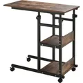 Homcom - Beistelltisch Couchtisch Mit Rollen, Höhenverstellbarer Schreibtisch Mit 2 Unteren Regalen, Sofatisch Laptoptisch, Betttisch, Für Esszimmer Wohnzimmer, Metall, Rustikal-braun, 80x40x72-82 Cm