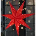 BRUBAKER Weihnachtsstern 77701, 3D Stern, rot, beleuchtet mit 10 LEDs, Batterie, Timer, aus Papier, Ø 60 cm
