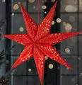 BRUBAKER 3D Weihnachtsstern zum Aufhängen - LED Papierstern mit Timer - 60 cm Adventsstern mit modernem Muster - Batteriebetrieben und Beleuchtet - Weihnachten Deko Leuchtstern für Fenster - Rot