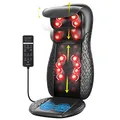 RENPHO Massagesitzauflage, Shiatsu Massagegerät Rücken mit 12 Massagerollen, Rückenmassagegerät mit DREI Massagezonen Wärme, Massagematte mit Vibrationsmassage, Tiefenmassage Rollmassage für Nacken