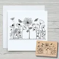 NEWSTAMPS Stempel Blumenwiese 02 Motivstempel groß aus Holz & Gummi zum Karten basteln, Holzstempel, Blumen, Pflanzen, Floral, Wiese, Gräser, Scrapbook, Textilstempel, Deko, Kinder