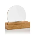 Schmink-Kosmetik-Spiegel,Fuß aus Eichen-Holz, Ø 20 cm,schwere Qualität,Spiegel