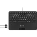 Perixx PERIBOARD-526 H DE, Kabelgebundene Mini-USB-Tastatur, Trackball, USB Hub