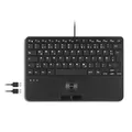 Perixx PERIBOARD-526 DE, kabelgebundene Mini-USB-Tastatur mit Trackball - X-Typ Scherentasten - 11,18x7,17x1,1 Zoll - 2 USB-Hubs integriert - DE Layout