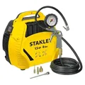 Stanley Kompressor 8 Bar Luftkompressor mit Druckluftwerkzeug - Druckluft Zubehör inkl. 3 m Luftschlauch, Druckluftpistole mit Manometer und 3 Dü...