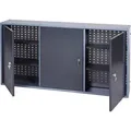 Werkzeugschrank H600xB1200xT200mm silber anth.3 Lochrückwände,3 Türen