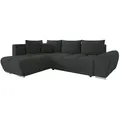 Mirjan24 Ecksofa, Schwarz, Textil, 5-Sitzer, Ottomane links,L-Form, 290x183 cm, Wohnzimmer, Sofas & Couches, Wohnlandschaften, Ecksofas