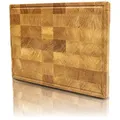 holz4home® Schneidebrett L aus Eichenholz I Stirnholz Würfelmuster Echtholz Brett I Hackbrett Steakbrett 40x30x4 cm I Küchenbrett mit Saftrille Holzbrett für Gemüse Fleisch