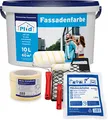 Plid® - Fassadenfarbe Außen [WETTER & UV-BESTÄNDIG]- Hochwertige Farbe für Mauerwerk, Hauswand, Beton & Kellerwand - Sockelfarbe - Mauerfarbe - Wandfarbe Weiß & Grau - Made in Germany (10l - Set)