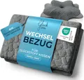 Glückstoff® Kissenbezug für Ergonomisches Kissen [mit Kühl- und Wärmeeffekt] aus Bambusfaser und Spandex | Weich & Kuschelig | Ersatzbezug | Grau | Version: Ergo