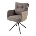 Riess Ambiente Drehbarer Stuhl Big George Taupe Strukturstoff Microfaser mit Armlehnen Metallgestell schwarz Stuhl Esszimmerstuhl Küchenstuhl Konferenzstuhl