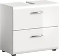 welltime Waschbeckenunterschrank FLORENZ, TOPSELLER!, Breite 60 cm, 2 Schubkästen,ink. Siphonausschnitt (1-St., TOPSELLER) hochwertige MDF Front, Griff chromglänzend, Badschrank, Bad