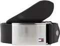 Tommy Hilfiger Herren Gürtel Plaque Belt 3,5 cm Ledergürtel, Schwarz (Black), 80 cm